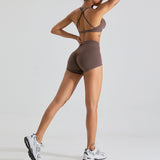 Women Yoga Set  Outdoor Quick-Drying Running Exercise Shorts Suit