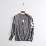 Women Sweater Knitwear Spring and Autumn V-neck Striped Long Sleeve Sweater Cardigan