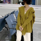 Women Knitwear Autumn Winter Retro Tassel Sweater Loose Knitted Cardigan