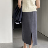Women Knitted Skirt Autumn and Winter Simplicity Skirt Straight Skirt