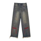 Men Jeans Fall Baggy Straight Trousers Wide Leg Pants
