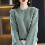 Women Knitted Pullover Autumn and Winter round Neck Loose Knit Sweater