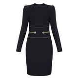 Women's Evening Dress round Neck Long Sleeve Bandage One-Piece Dress