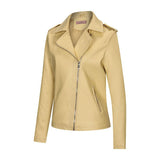 Red Leather Jacket Fall Winter Coat Women Lapel PU Leather Jacket Leather Coat Women