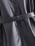 Women Leather Jacket Autumn Trench Coat Women's Coat Casual Belt Cardigan