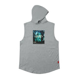 Men Vest Hooded Vest Loose Hip Hop Sleeveless T-shirt