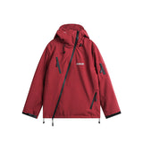 Unisex Winter Cotton Coat Pocket Decorative Hooded down Jacket Vintage Oblique Zipper down Jacket