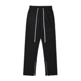 Men Sweatpants Simple Leg Zipper Casual Pants Loose Drawstring Elastic Waist Straight Sports Trousers