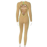 Women Jumpsuit Spring Slim-Fitting round Neck Sexy Backless Zipper Jumpsuit