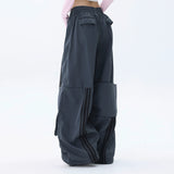 Men Sweatpants Casual Trousers Striped Stitching Ruffle Ankle-Tied Drawstring Sports Pants