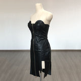 Women's Evening Dress PU Leather Dress Tight Dress