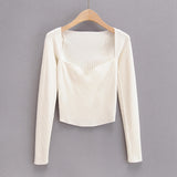 Women Sweater Knitwear Autumn Long Sleeve off-Shoulder Knitwear Pullover Top