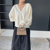 Women's Cardigan Sweater Autumn Loose V-neck Women's Coat Top 8t8238