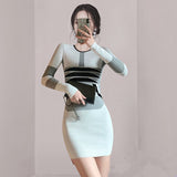 Women Maxi Dress Autumn and Winter Long Sleeve Narrow Knitted Dress