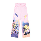 Men Sweatpants Cartoon Graffiti Printing Straight Casual Pants Men Loose-Fitting Wide-Leg Trousers