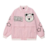 Women Jacket Detachable Cropped Jacket Embroidered Baseball Uniform