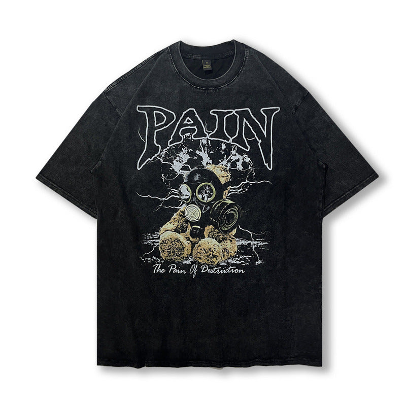 Men T Shirt Summer Retro Worn Looking Washed-out Short Sleeve T-shirt