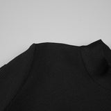 Women's Evening Dress Black Long Sleeve Bowknot Hollow-out Midriff Mini Skirt Sheath Bandage One-Piece Dress