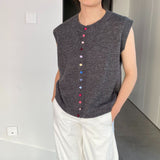 Women Cardigan Sweater Spring Cardigan Long Sleeve Loose Button Sweater Vest A680