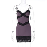 Women Dresses Sexy V-neck Lace Suspenders Hip-Wrapped Short Dress