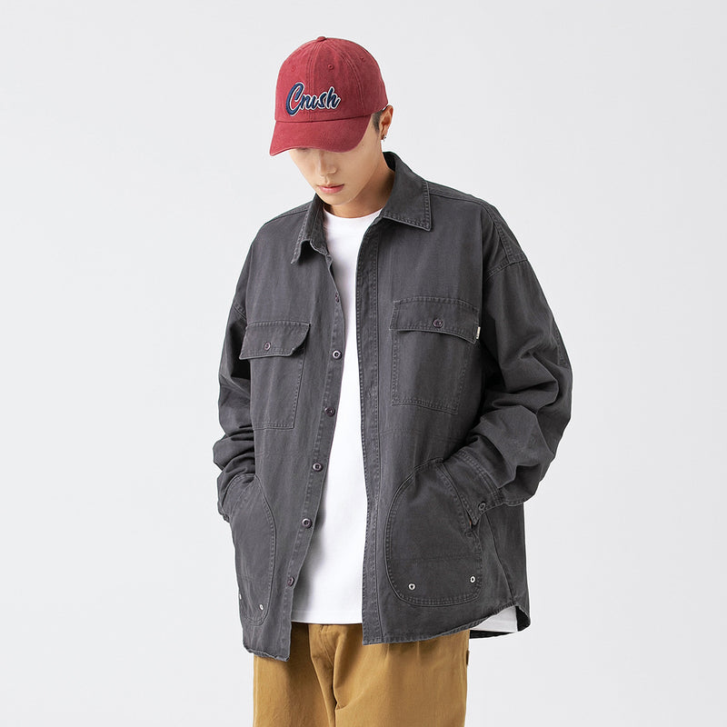 Unisex Jacket Loose Multi-Pocket Workwear Jacket