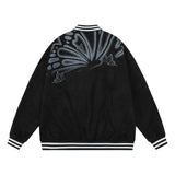 Women Jacket Butterfly Gradient Color Jacket Printed Embroidered Baseball Uniform Coat