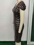 Women's Evening Gown Sexy Retro Sequins Dress Gown