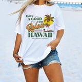 Oversized Retro Style Hawaii Beach T Shirt Women Short