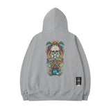 Men Hoodie Skull Print Oversize Hooded Jacket