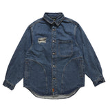 Men Jacket Coat Ripped Denim Jacket Embroidered Workwear Jacket