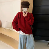 Women Knitted Pullover Autumn and Winter round Neck Sweater Loose Top