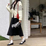 Women Knitwear Autumn and Winter Striped Sweater Loose Casual Knitted Cardigan