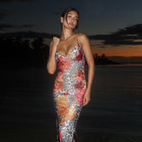 Women Dresses Summer Slim Fit Long Dress Sexy Leopard Strap Dress