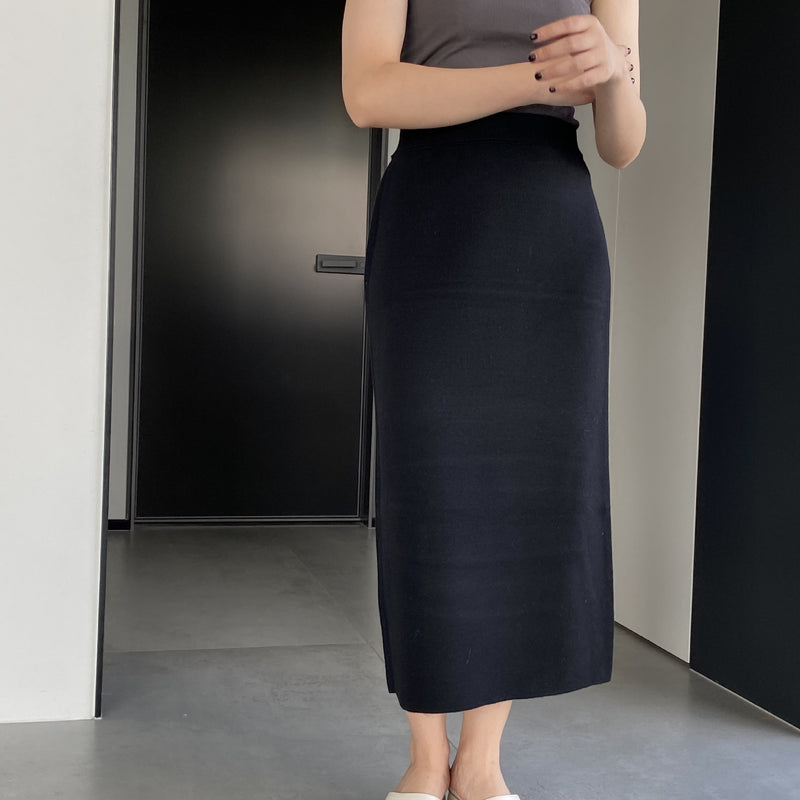 Women Knitted Skirt Autumn and Winter Knitting Straight Skirt Sheath Skirt