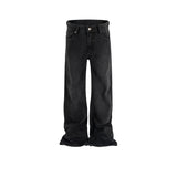 MIJKO Men Vintage Pants MIJKO Washing Water Old Trousers Slightly Stretched Wide Foot Jeans