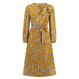 Women Date Dress Autumn and Winter Leisure Floral Print Long Sleeve Dress