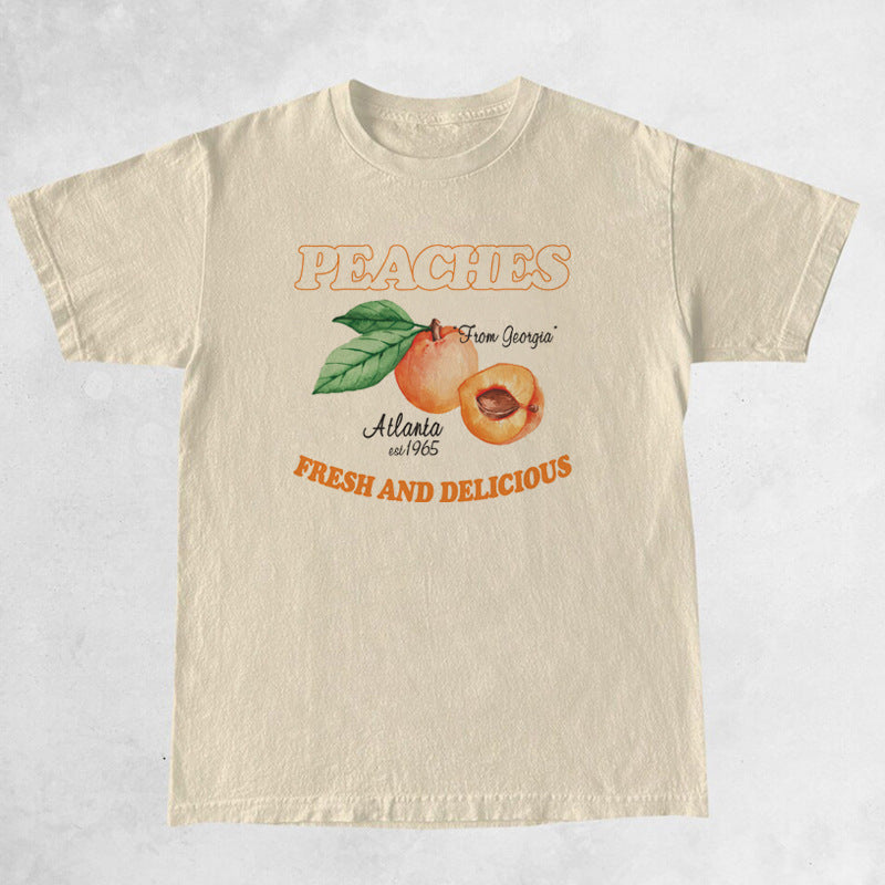 Peaches Retro Style Women's T-Shirts Cottagecore Aesthetic
