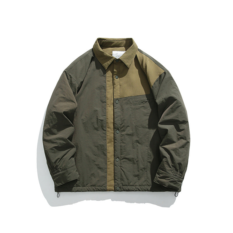 Unisex Winter Cotton Coat Lapel Shirt Cotton Coat Retro Warm Workwear Cotton Coat
