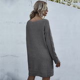 Women Knitted Sweater Long Sleeve Knitted Long Women's Woolen Skirt Autumn
