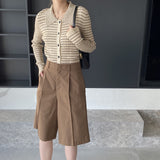 Women Cardigan Sweater Autumn Sweater Cardigan Women Coat Slim Striped Polp Collar Knitted Bottoming Shirt 8t7297