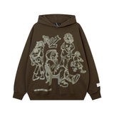 Men Hoodie Hip Hop Cartoon Graffiti Hoodie Men's and Women's Retro Casual Hooded Sweater