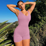 Women Jumpsuit Summer Sexy Backless Slim Fit Sleeveless Jumpsuit (Hawthaw0412)