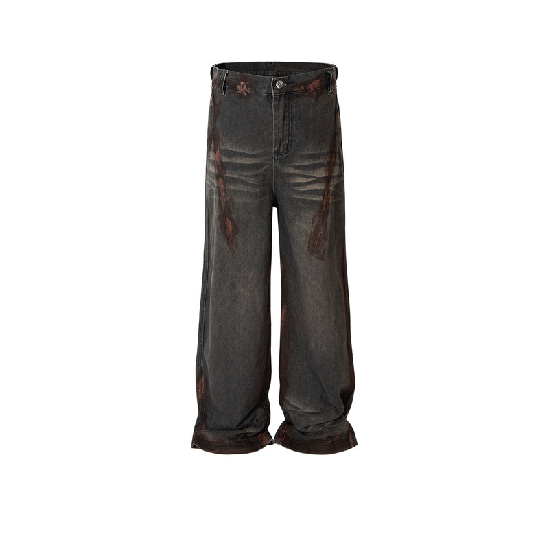 MIJKO Mens Vintage Pants Washed Straight Jeans