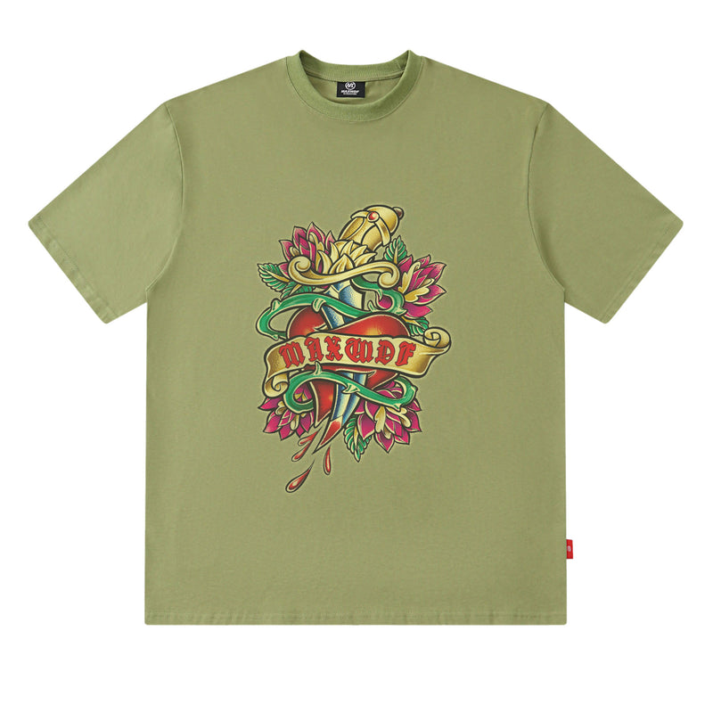 Men T Shirt Rock Vintage Print Short Sleeves T-shirt