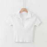 Women Sweater Knitwear Summer Polo Collar Knitted Top