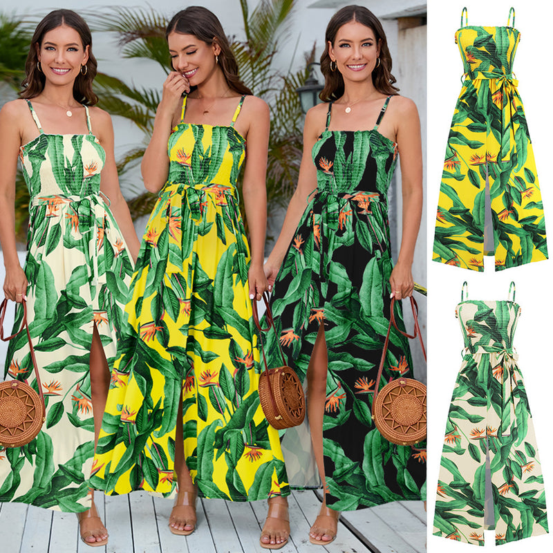 Women Date Dress Summer Sexy Sling Slit Dress
