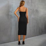 Women Dress Sexy V-neck Slim Fit Hip Bag Party Sling Dress