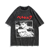 Washed vintage short-sleeved T-shirt high street top