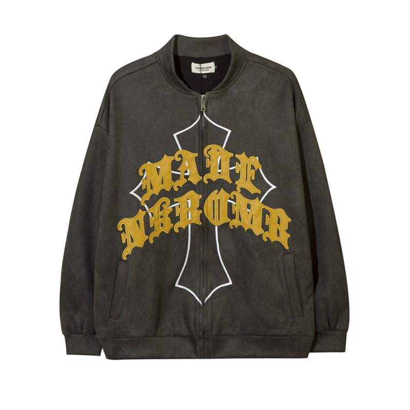Men Jacket Coat Letter Embroidered Jacket Coat Men's Clothing Loose Baseball Uniform