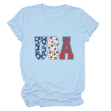 T-shirt usa flower print personalized short-sleeved top